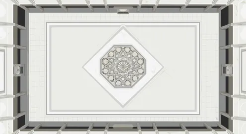 Modern Islamic Courtyard with White Marble Pattern