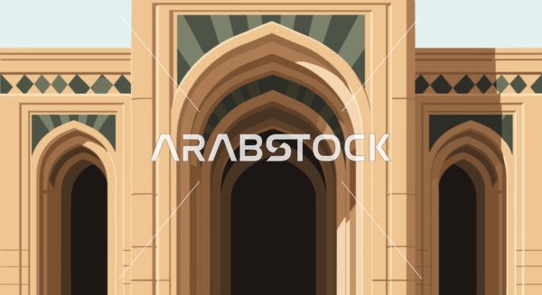 Traditional Islamic Architecture Vector Arched Facade