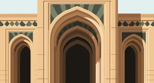 Traditional Islamic Architecture Vector Arched Facade