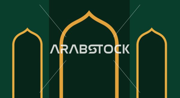 Islamic Arch Vector Background in Green and Gold