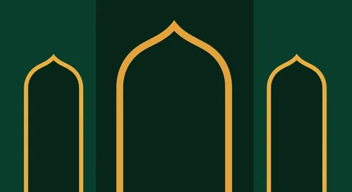 Islamic Arch Vector Background in Green and Gold