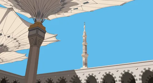Prophet's Mosque Medina Vector with Sunshades