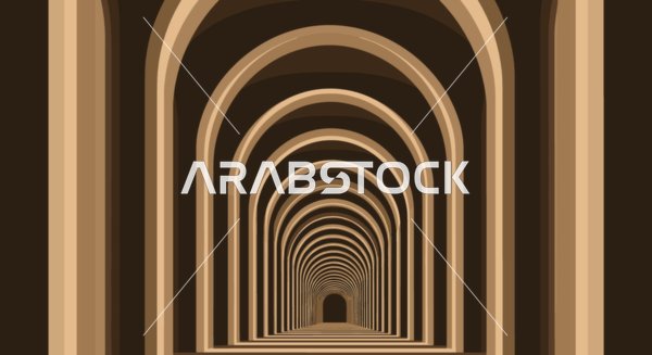 Abstract Symmetrical Brown Archway Corridor Vector