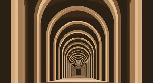 Abstract Symmetrical Brown Archway Corridor Vector