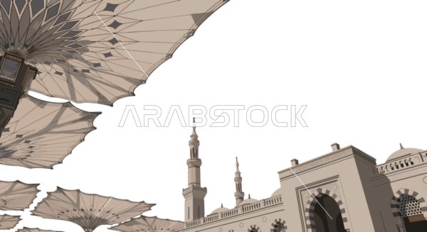 رسم توضيحي للمسجد النبوي الشريف في المدينة المنورة