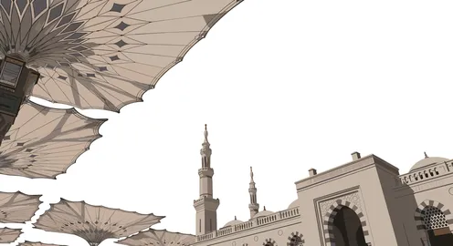 رسم توضيحي للمسجد النبوي الشريف في المدينة المنورة