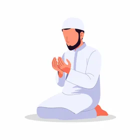 رسم توضيحي لرجل مسلم يدعو الله في الصلاة