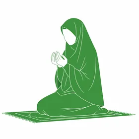 رسم توضيحي لامرأة مسلمة تصلي وتدعو