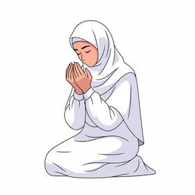 رسم توضيحي لامرأة مسلمة تدعو الله بملابس الصلاة