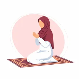 Muslim Woman Praying Supplication Vector Illustration