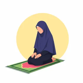 Muslim Woman Praying Salah Vector Illustration
