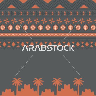 نمط هندسي عربي تقليدي مع أشجار النخيل