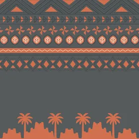 نمط هندسي عربي تقليدي مع أشجار النخيل