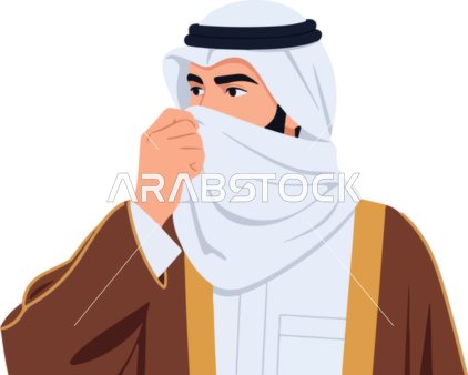 رسم توضيحي لرجل عربي يرتدي البشت والزي التقليدي