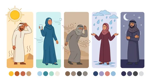 رسم توضيحي للشخصيات العربية في فصول السنة والطقس