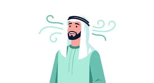 رسم توضيحي لرجل عربي يستنشق هواءً نقياً