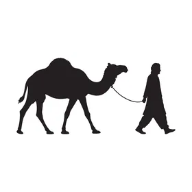 أيقونة فيكتور صورة ظلية لرجل يقود جملاً