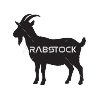 Black Goat Silhouette Vector Illustration on White