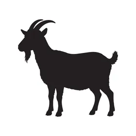 Black Goat Silhouette Vector Illustration on White