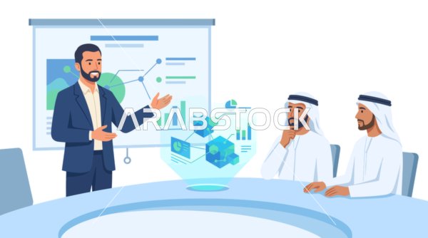 عرض تقديمي للبيانات الرقمية لرجال أعمال عرب