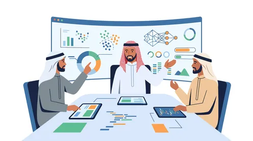 Arab Businessmen Discussing Digital Data Analytics