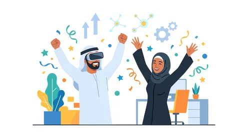 Arab Couple Celebrating Success with VR Technology