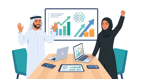 رسم توضيحي لنجاح الأعمال والنمو المالي العربي
