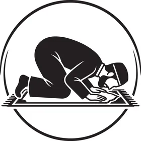 Muslim Man Prostrating in Prayer Circle Vector Icon