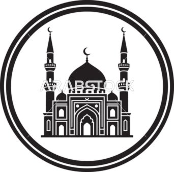 أيقونة مسجد إسلامي فيكتور باللونين الأسود والأبيض