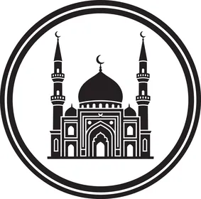 أيقونة مسجد إسلامي فيكتور باللونين الأسود والأبيض