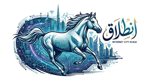 Digital Technology Horse Dubai Internet City Vector
