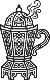مبخرة عربية تقليدية رسم خطي فيكتور باللونين الأبيض والأسود