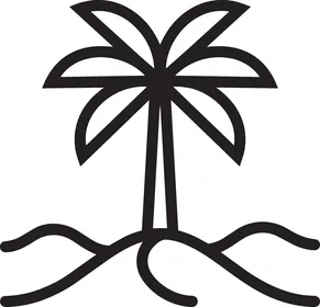 Minimalist Palm Tree Island Vector Icon