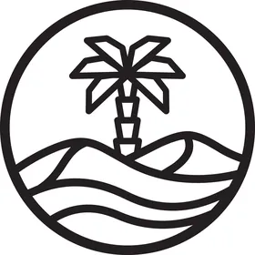 Minimalist Palm Tree and Desert Sand Dune Circle Icon