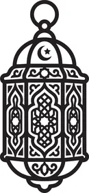 Traditional Arabic Ramadan Fanous Lantern Vector Outline