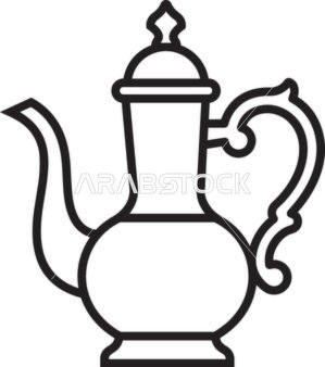 أيقونة دلة القهوة العربية التقليدية رسم خطي متجهي