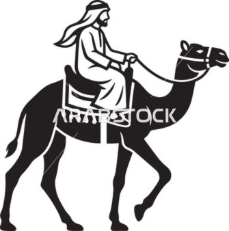 Arab Man Riding Camel Vector Illustration Icon