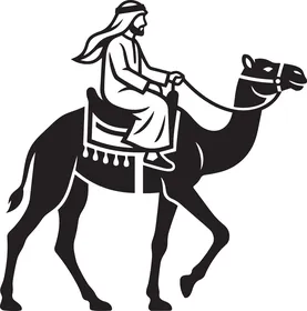 Arab Man Riding Camel Vector Illustration Icon