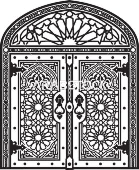 Traditional Arabic Door Vector with Geometric Patterns