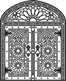 Traditional Arabic Door Vector with Geometric Patterns