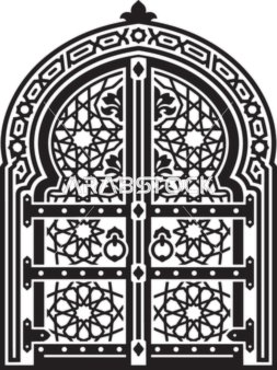 Traditional Arabic Door Vector Graphic with Patterns