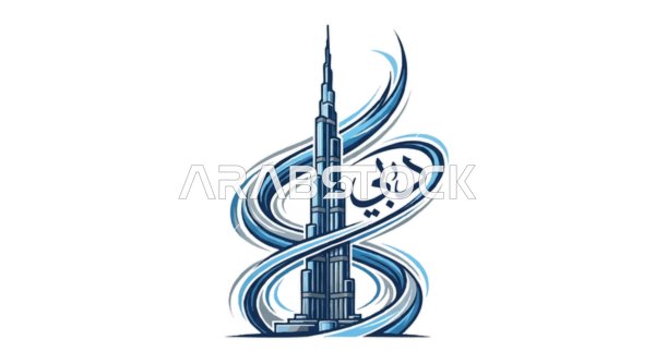 Burj Khalifa Dubai Vector Illustration Logo Design