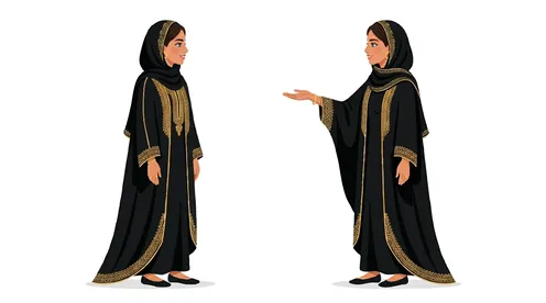 شخصية كرتونية لامرأة عربية بالعباءة الخليجية