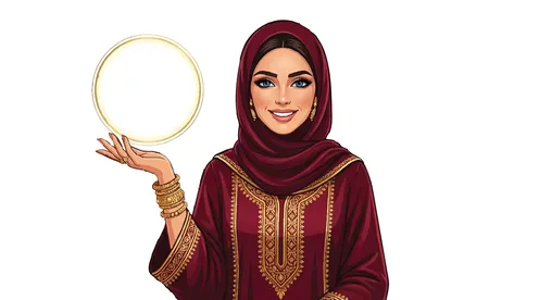 امرأة عربية بالحجاب تحمل إطار ذهبي فيكتور اليستريتور