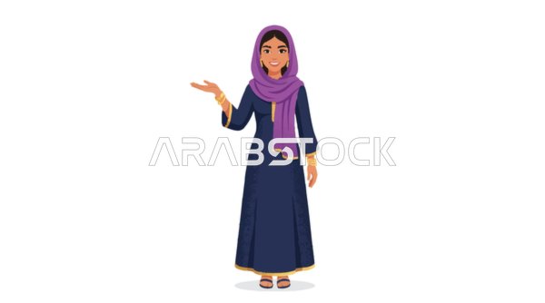 Arab Woman in Hijab Presenting Vector Illustration