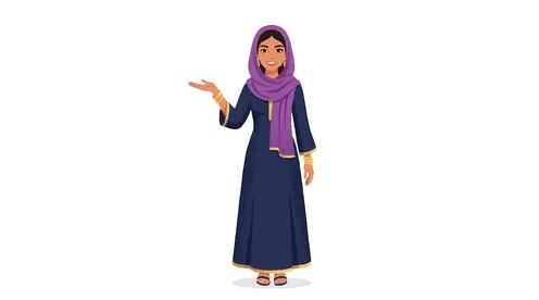 Arab Woman in Hijab Presenting Vector Illustration