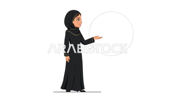 فيكتور امرأة عربية بالعباءة تشير لدائرة فارغة