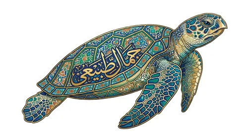 فيكتور سلحفاة بحرية مزينة بالخط العربي والزخارف
