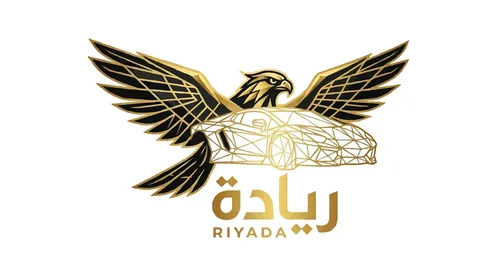 شعار فيكتور ذهبي لصقر مع سيارة رياضية باسم ريادة