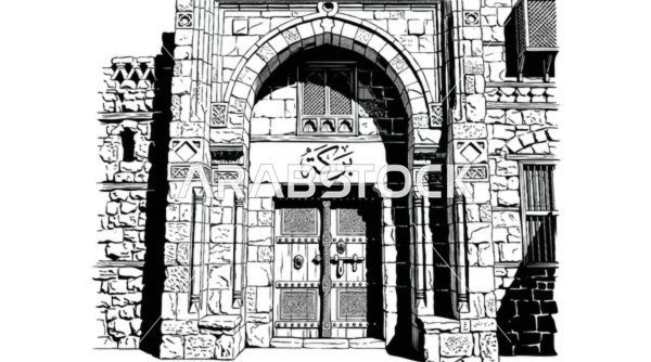 Traditional Islamic Stone Archway Door Vector Art